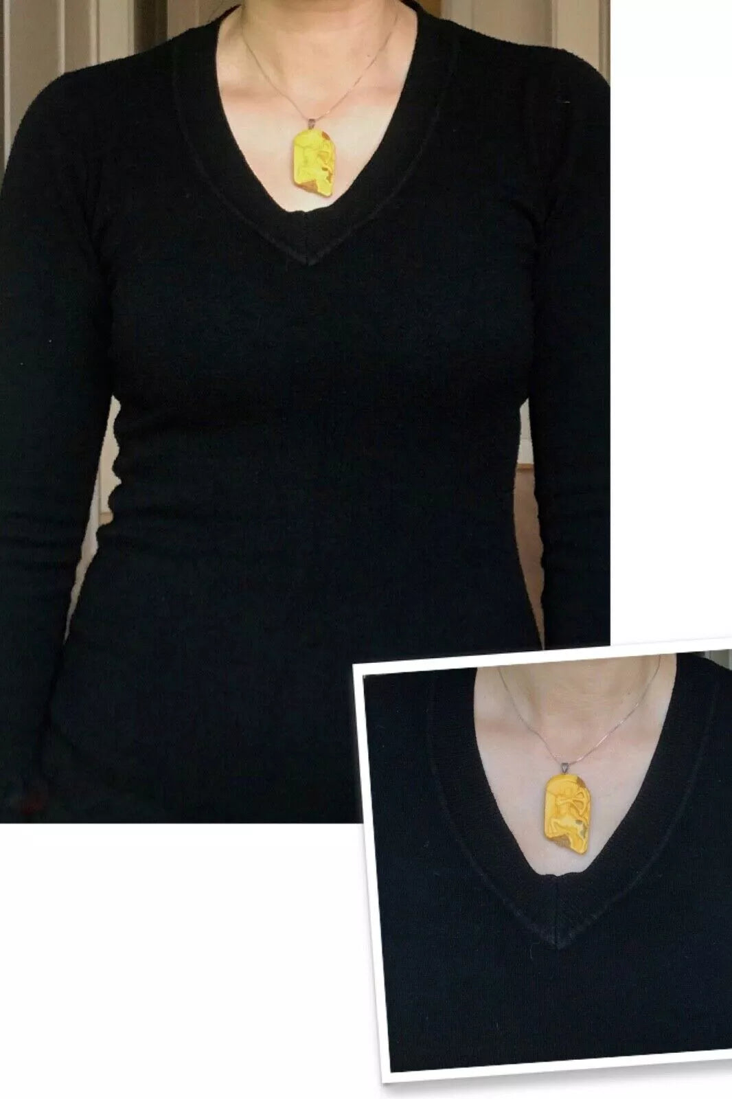 Natural amber pendant danish design hand carved egg yolk 6.6g 1980's Sagittarius #2527