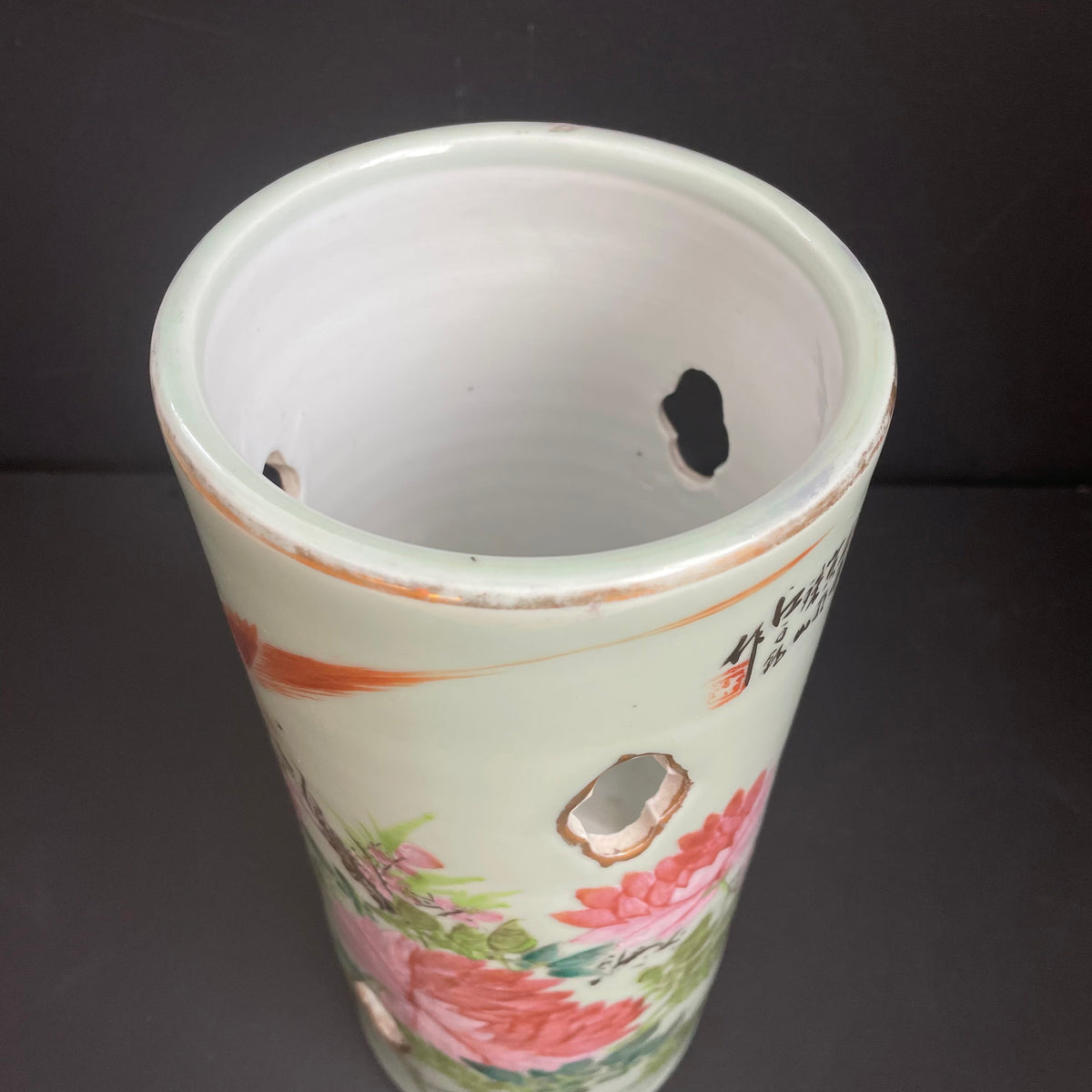 Chinese antique hatstand, by artist 江子钰, dated 1907 #2083