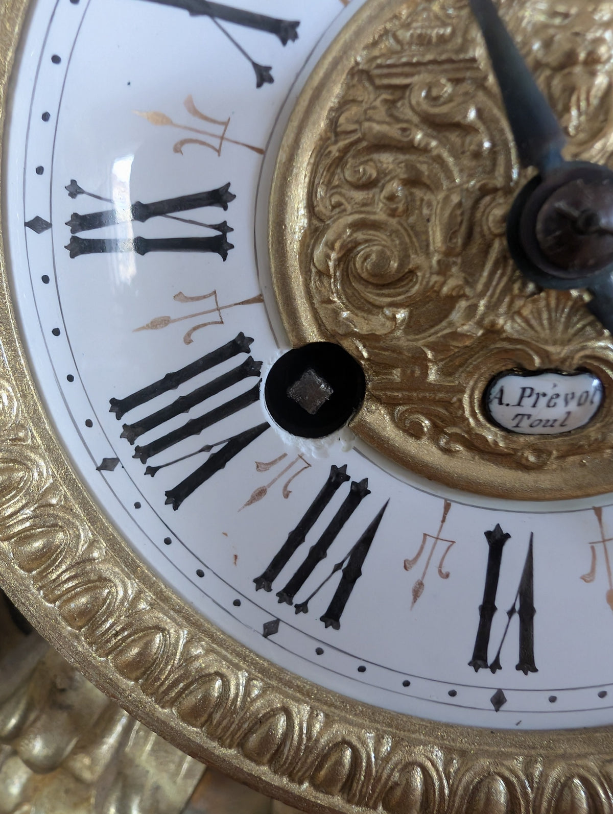 Large Napoleon III Gilt Bronze Mantel Clock With Matching Pair Of Candelabra, 19th Century