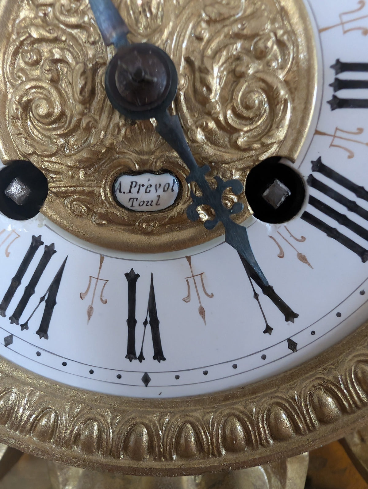 Large Napoleon III Gilt Bronze Mantel Clock With Matching Pair Of Candelabra, 19th Century