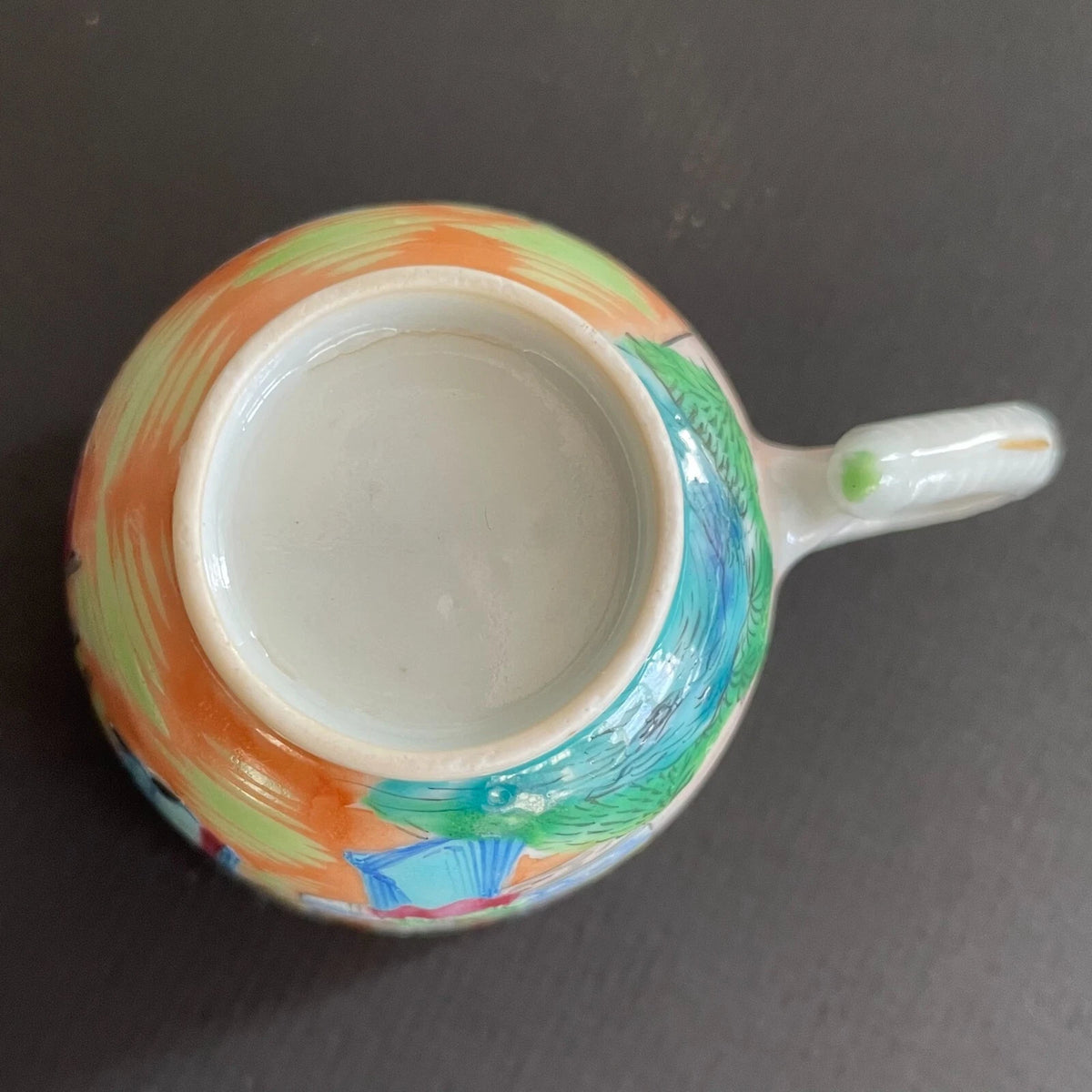 中国古董广彩花鸟纹茶杯及茶托 #1728
