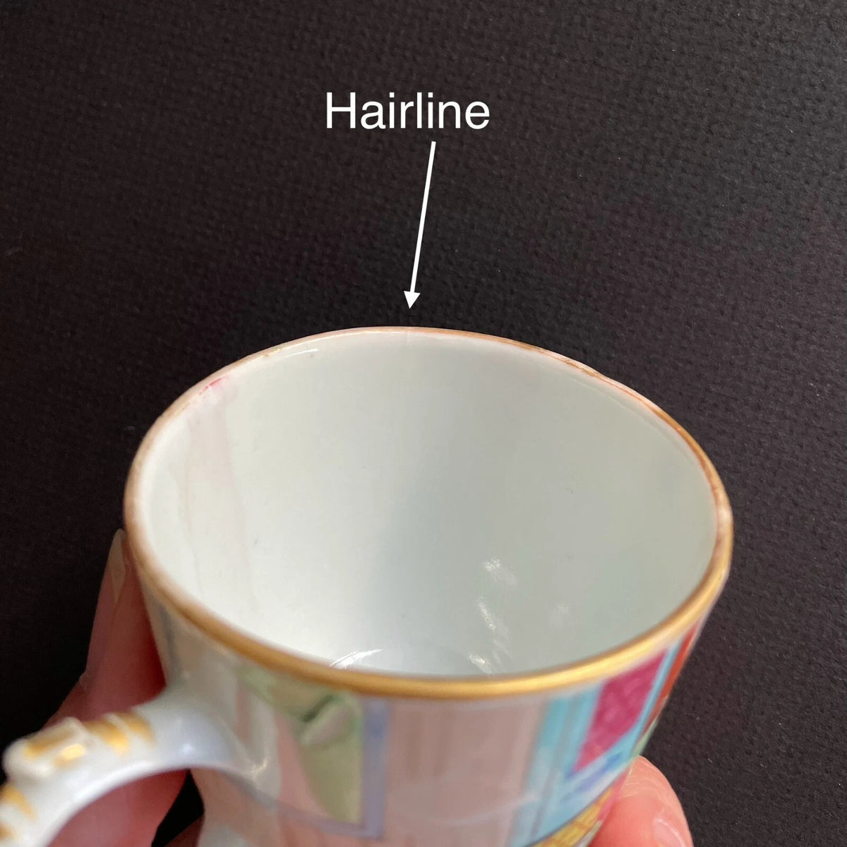 中国古董广彩花鸟纹茶杯及茶托 #1728