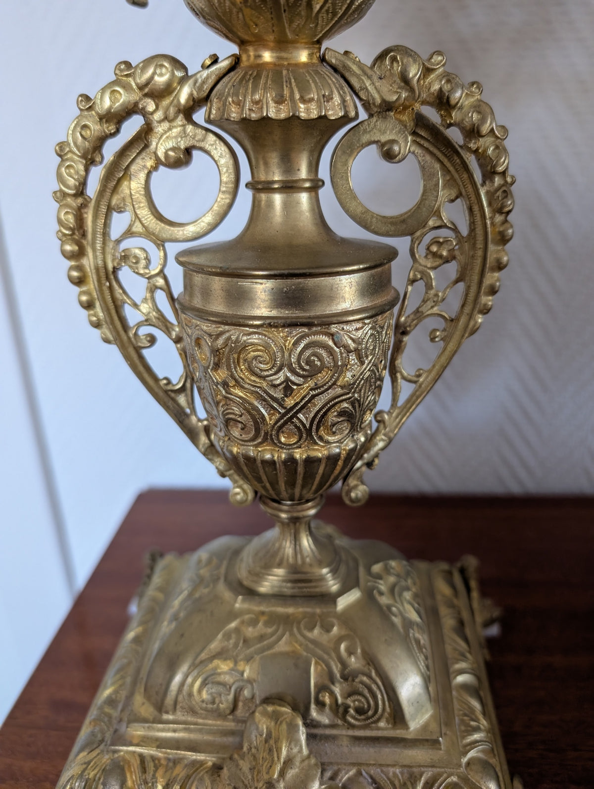 Large Napoleon III Gilt Bronze Mantel Clock With Matching Pair Of Candelabra, 19th Century