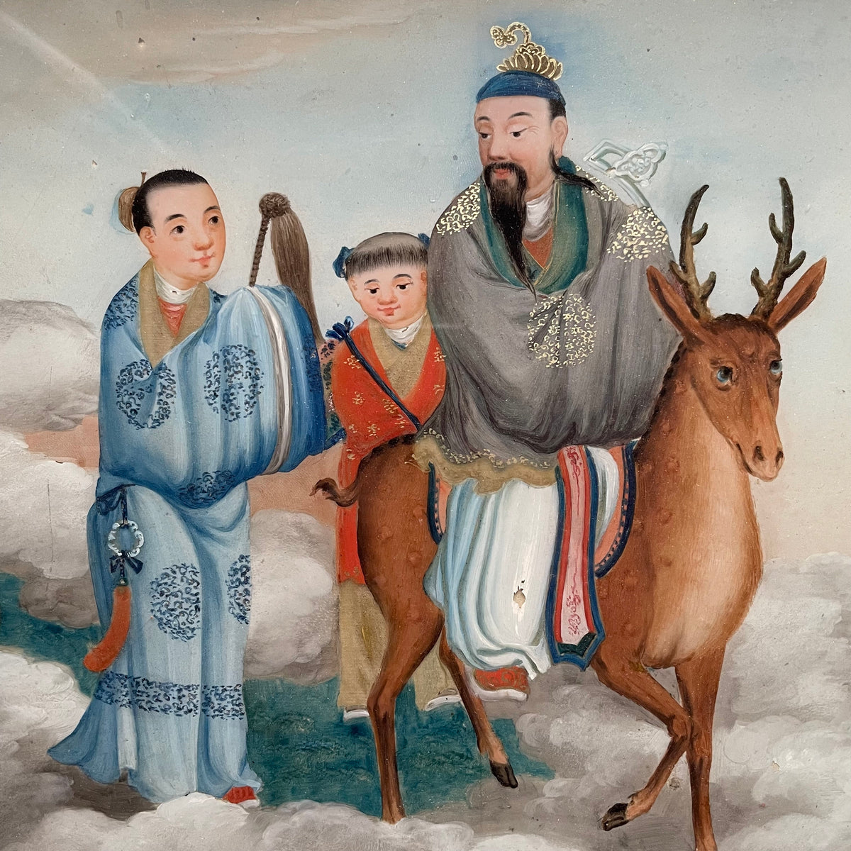 Antique Chinese Reverse Painting on Glass 18th century #1280