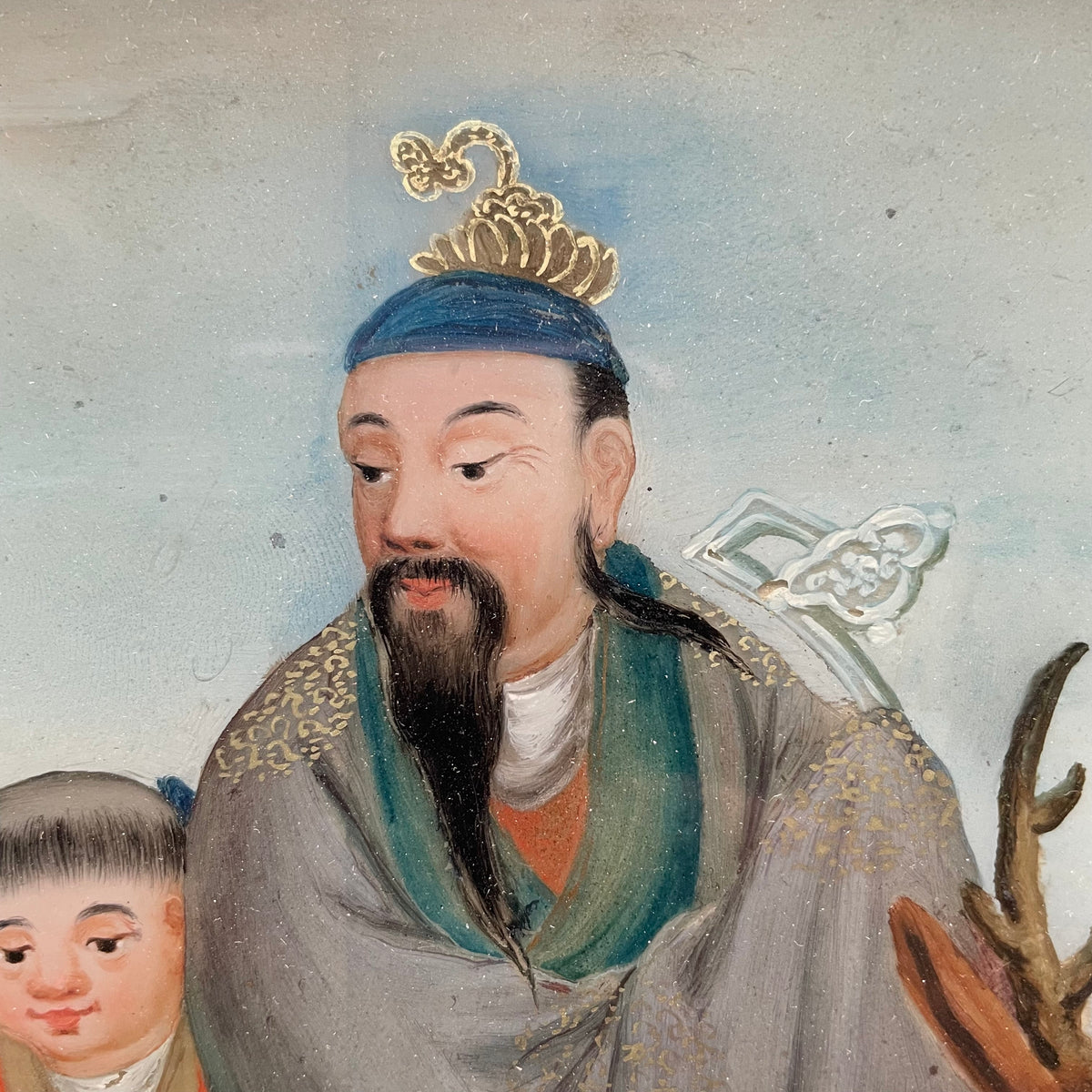 Antique Chinese Reverse Painting on Glass 18th century #1280