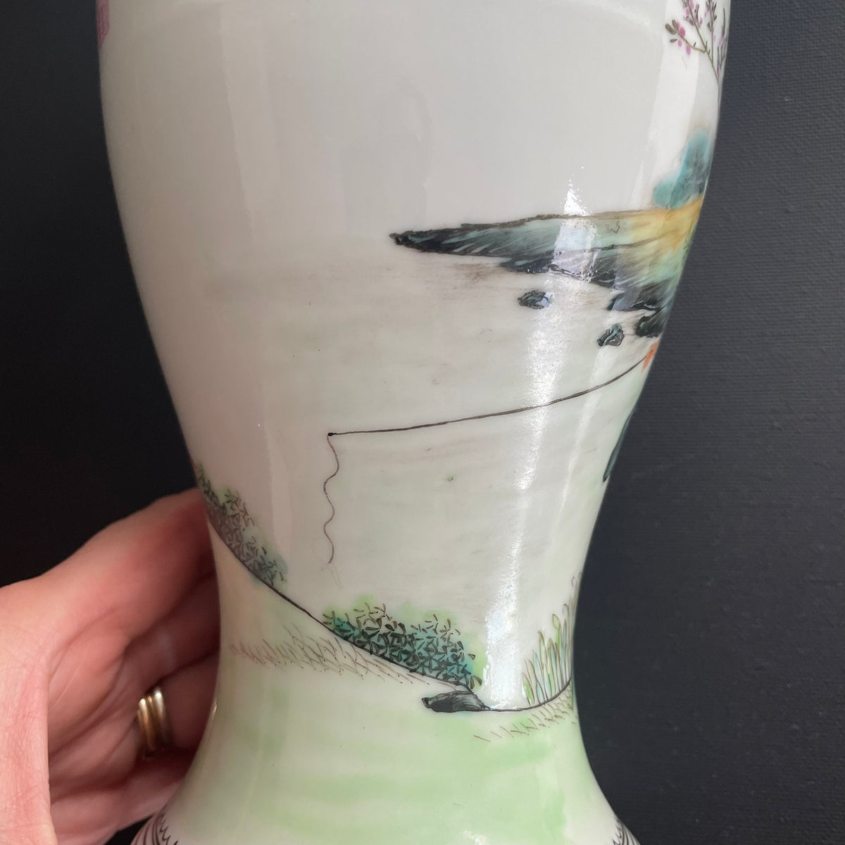 Chinese vintage famille rose vase 红楼梦,1950-1970's #1738