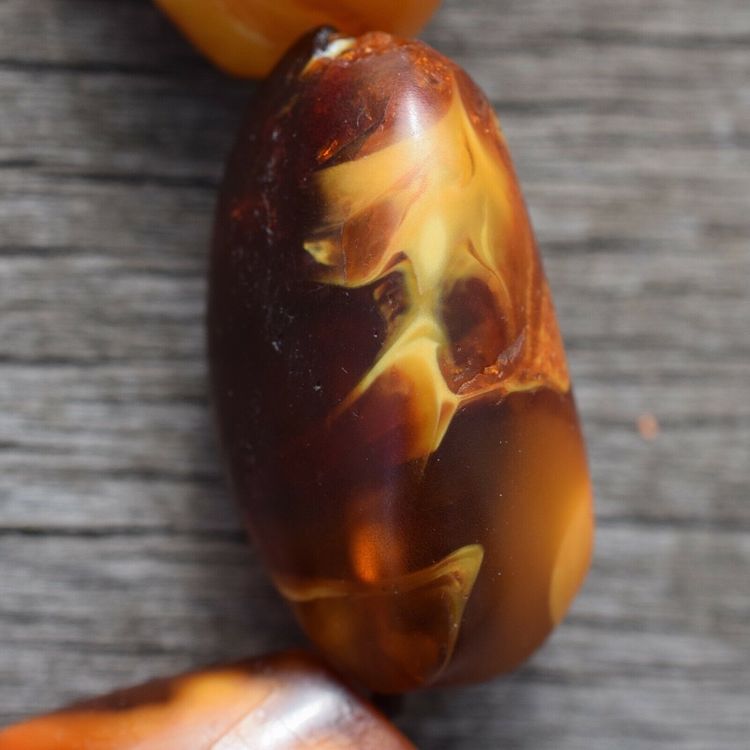 Natural Amber necklace antique from Denmark Baltic amber egg yolk 1950s 78G #2372