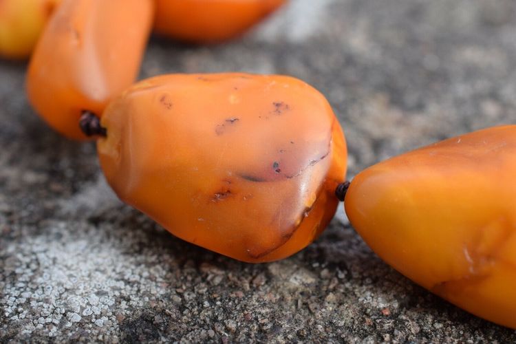 Natural Amber necklace antique from Denmark Baltic amber egg yolk 1950s 78G #2372