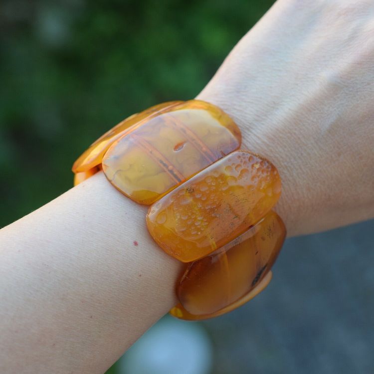 Natural Amber Danish raw stone amber bracelet large 51g #2529