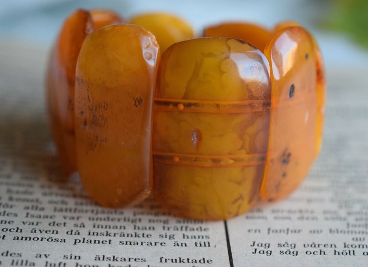 Natural Amber Danish raw stone amber bracelet large 51g #2529