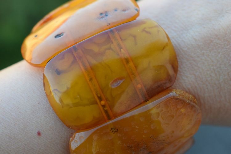 Natural Amber Danish raw stone amber bracelet large 51g #2529