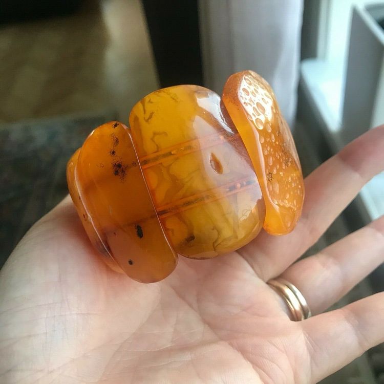 Natural Amber Danish raw stone amber bracelet large 51g #2529
