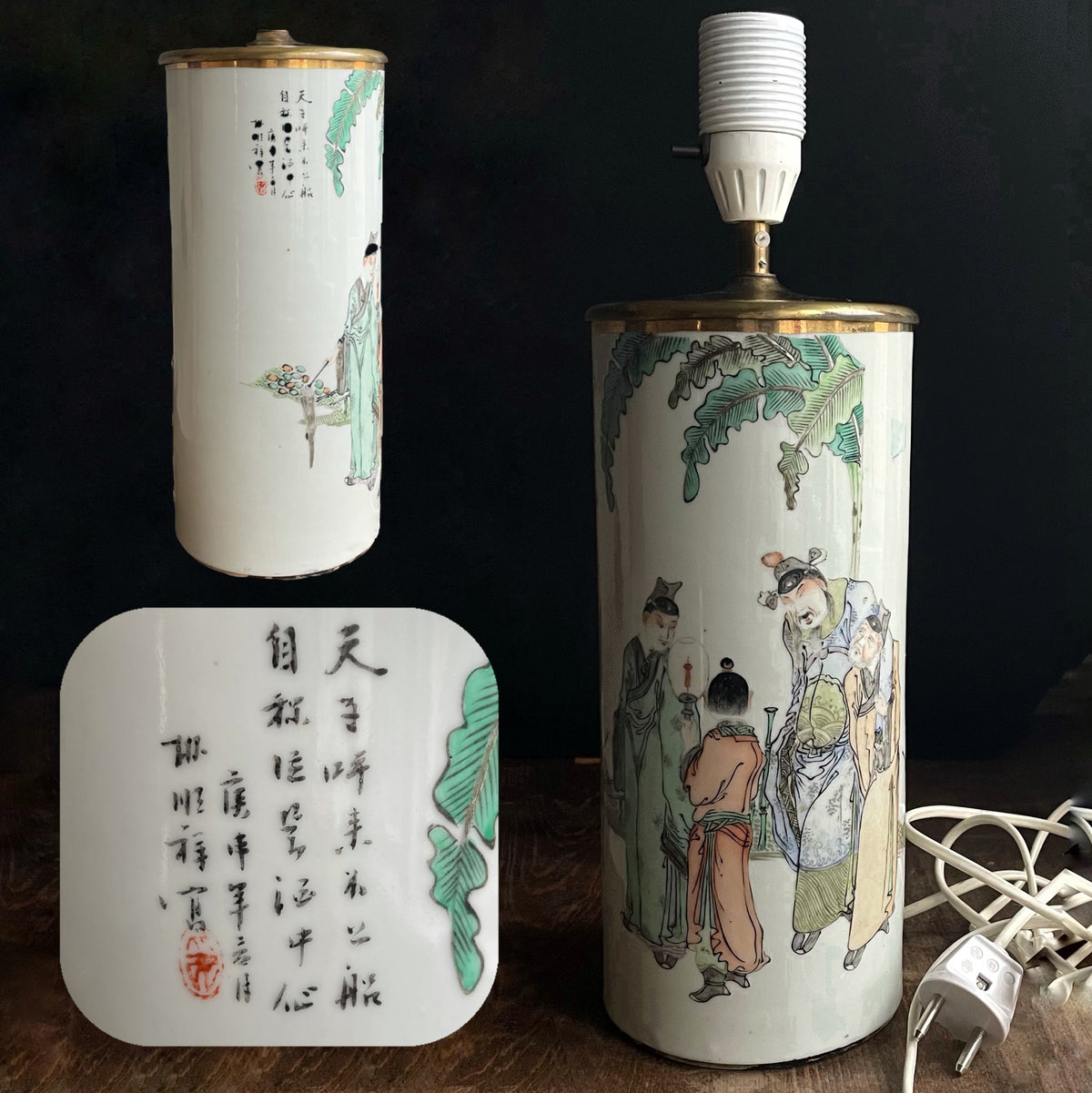 民国时期古董中国瓷制笔筒/帽架/台灯,标注年份1920 #706