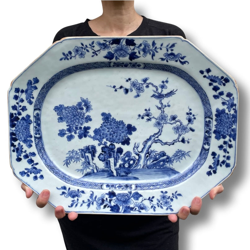 Antique Chinese Export Blue and White Porcelain platter, Qianlong period #1250