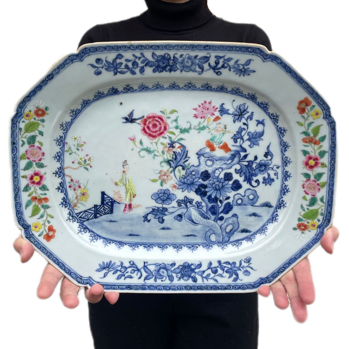清乾隆青花粉彩描金大盘,编号 #1291