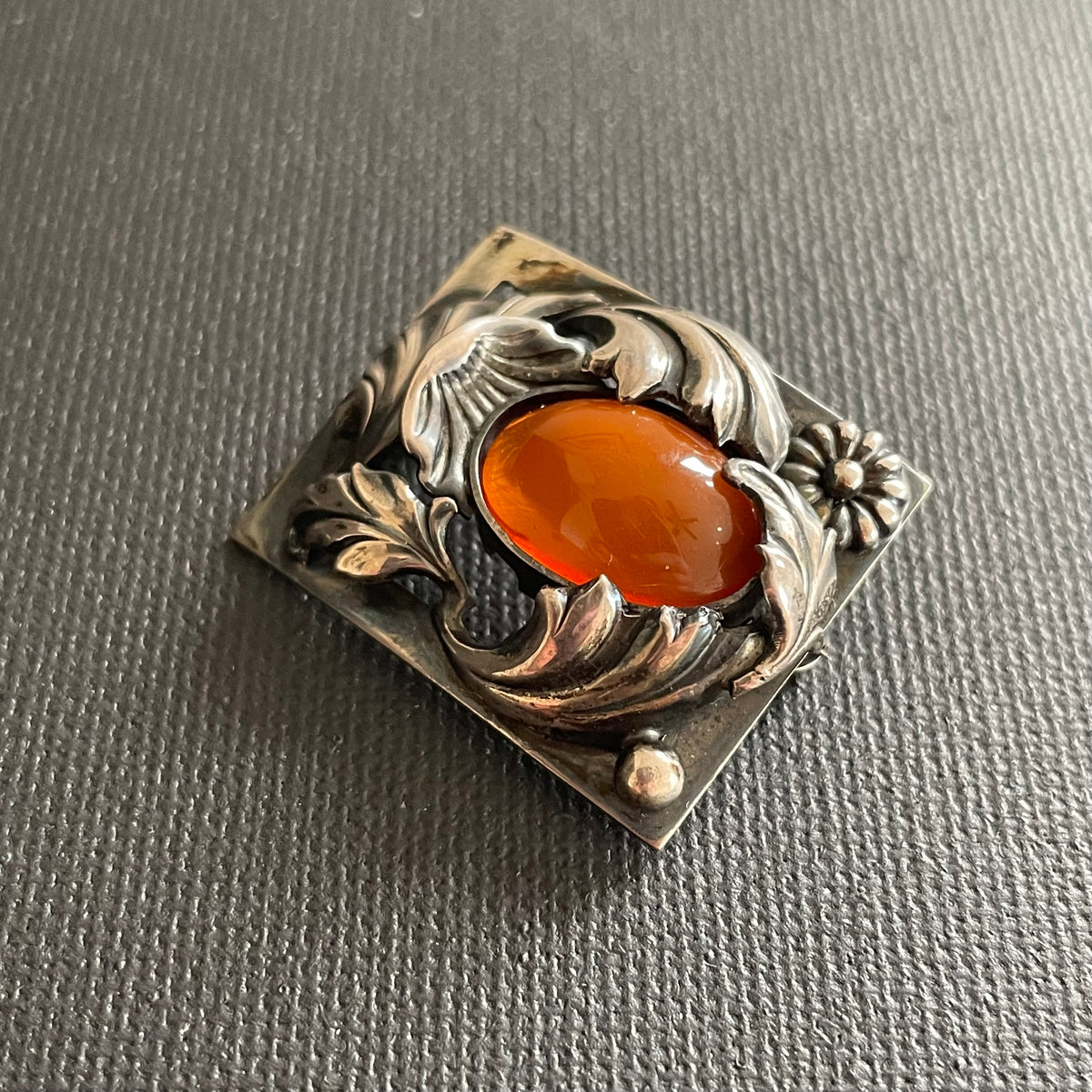 Natural Amber Antique bracelet bangle brooch sterling silver Danish design 60g #2373