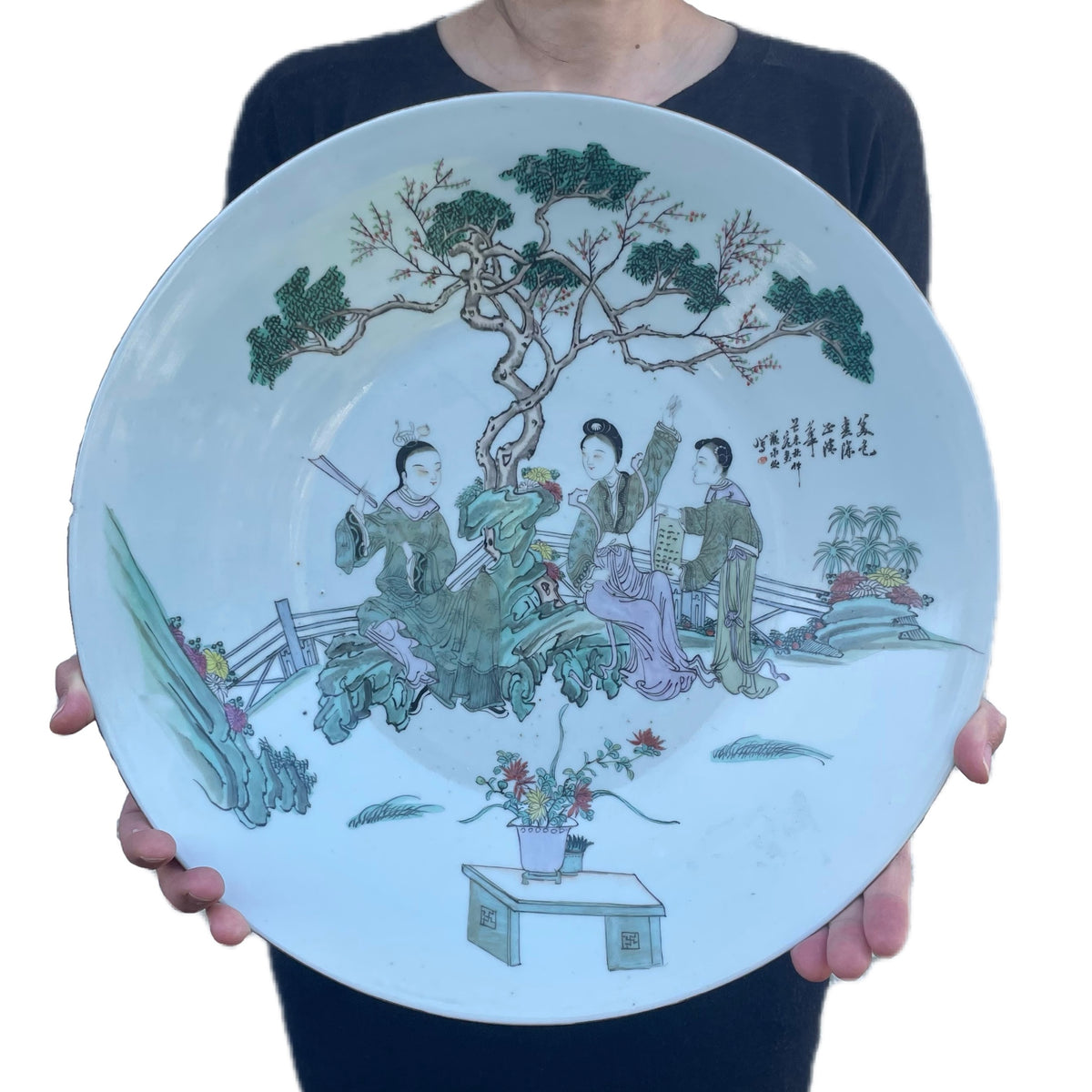 Chinese antique porcelain large charger Republic Period 羅永发 #1685