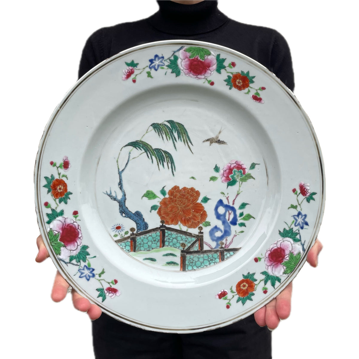Chinese Antique Famille Rose Charger, 18th C Qianlong period #1722
