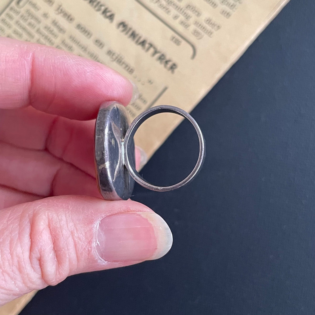 Vintage natural amber ring Danish design sterling silver #1750