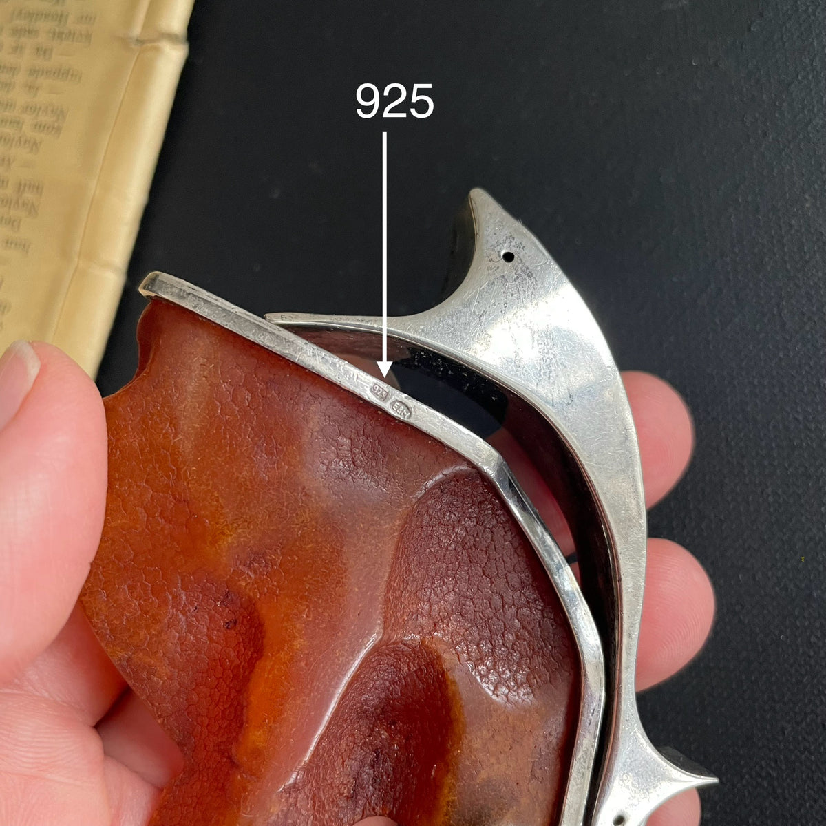 Natural amber pendant with silver Baltic amber Scandinavian design 56g #1757