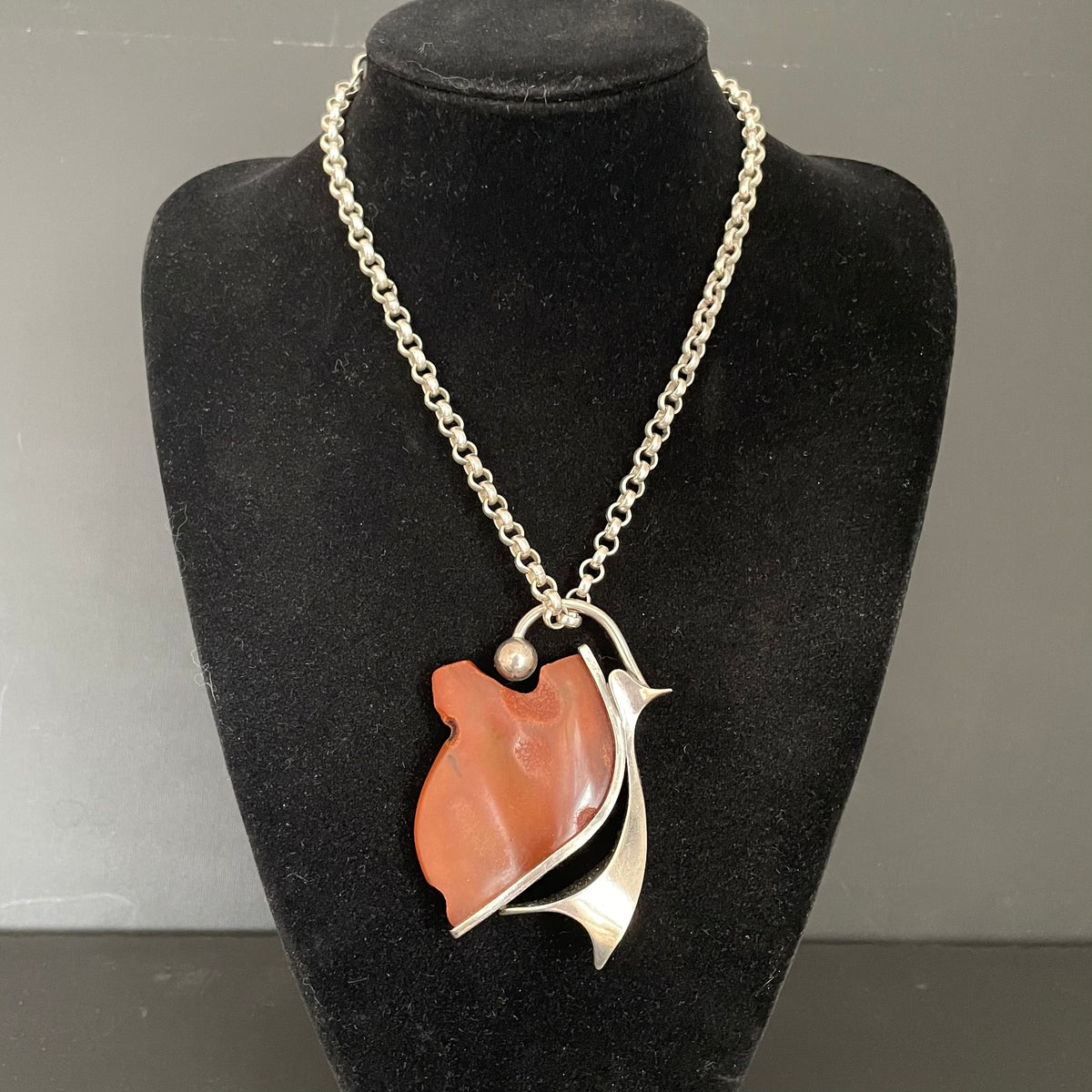 Natural amber pendant with silver Baltic amber Scandinavian design 56g #1757