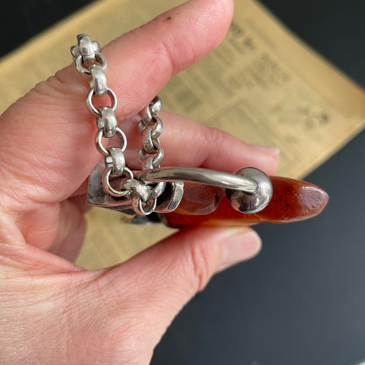 Natural amber pendant with silver Baltic amber Scandinavian design 56g #1757