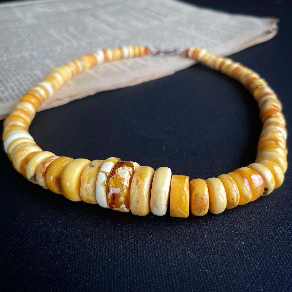 Unique Natural Amber Necklace Baltic Amber Egg Yolk Butterscotch 36g #1855