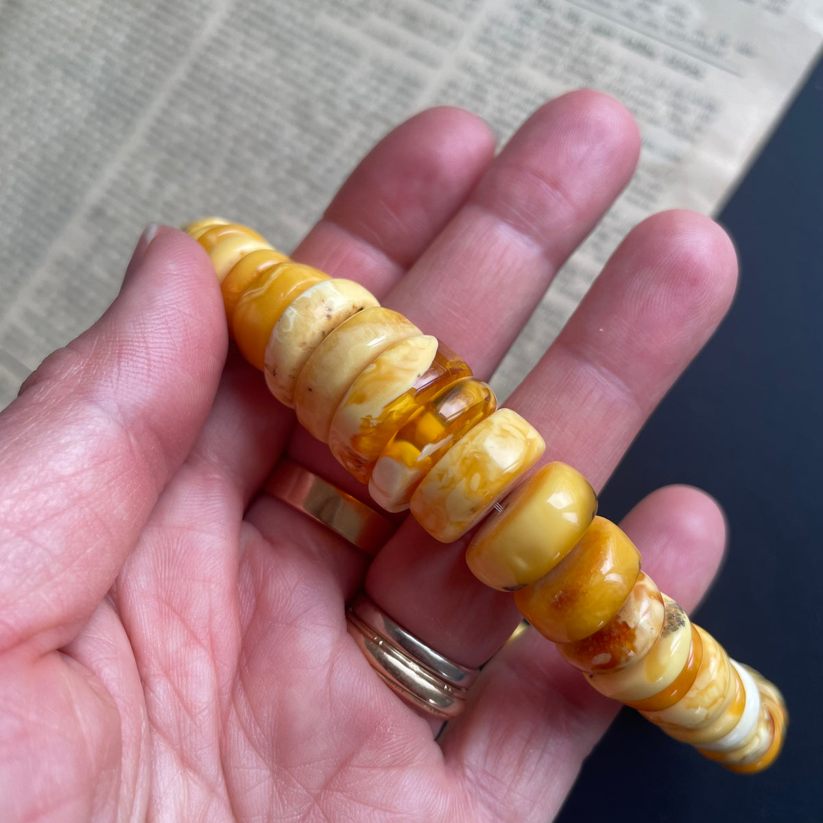 Unique Natural Amber Necklace Baltic Amber Egg Yolk Butterscotch 36g #1855