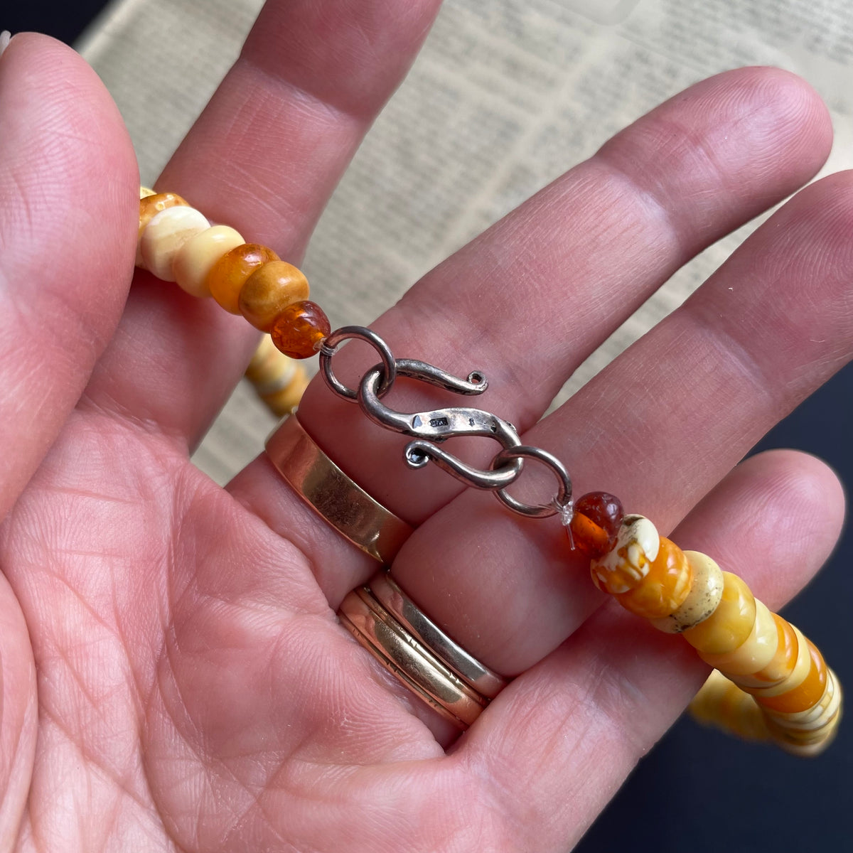 Unique Natural Amber Necklace Baltic Amber Egg Yolk Butterscotch 36g #1855
