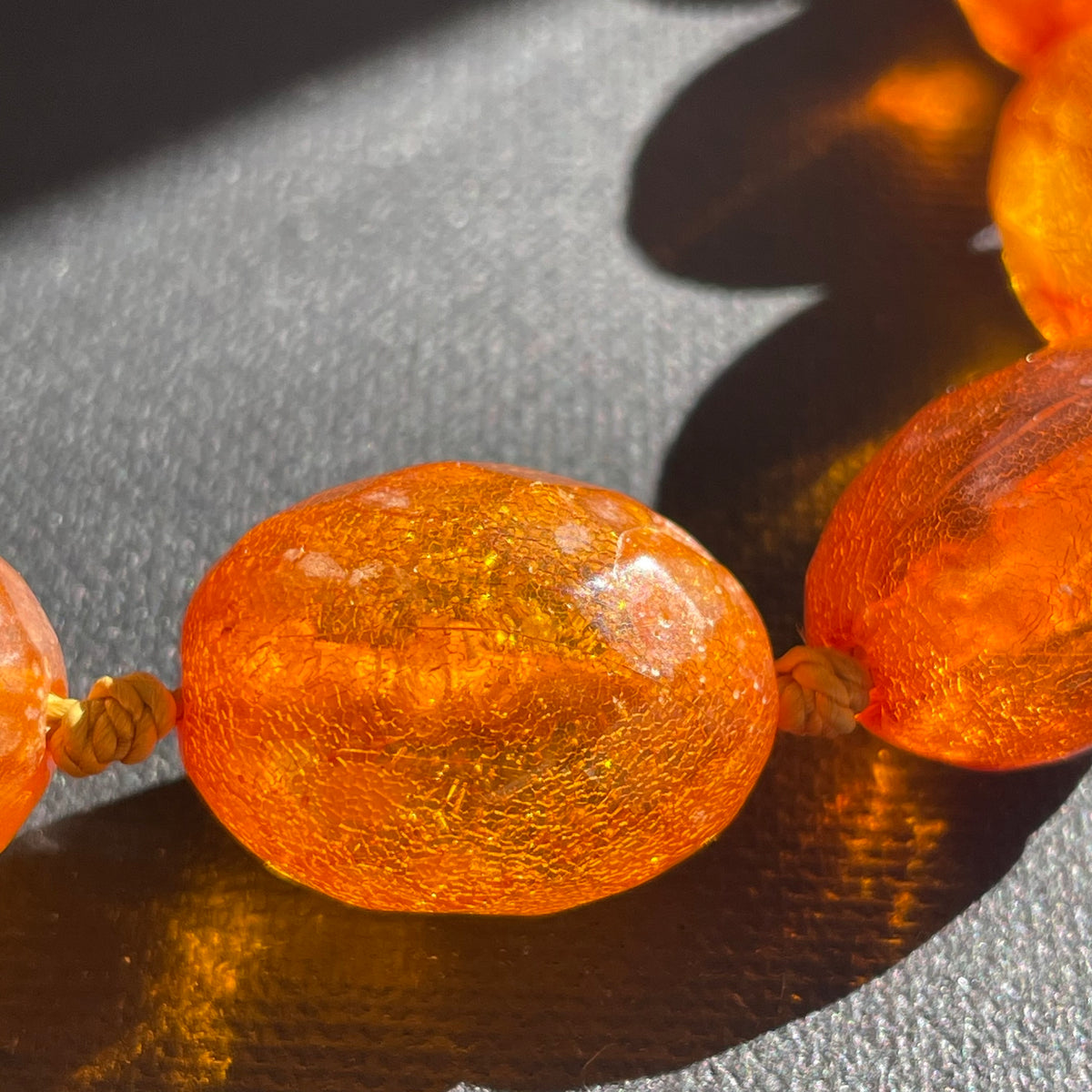 ANTIQUE NATURAL AMBER FACETED BEAD NECKLACE BRACELET FROM DENMARK 1950s #1866