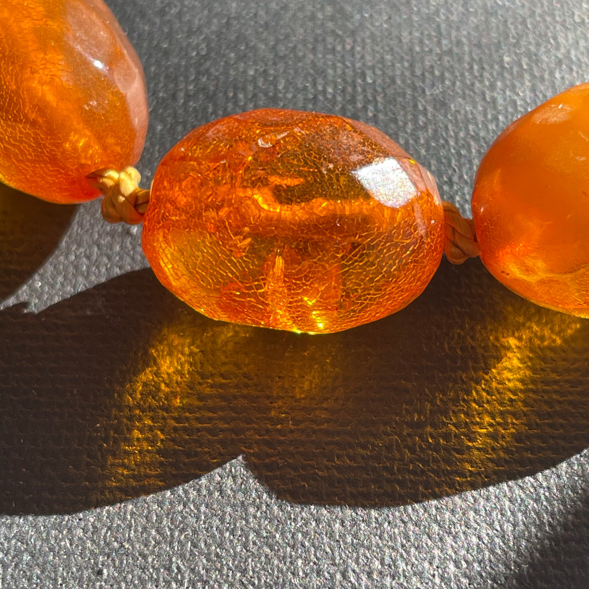 ANTIQUE NATURAL AMBER FACETED BEAD NECKLACE BRACELET FROM DENMARK 1950s #1866
