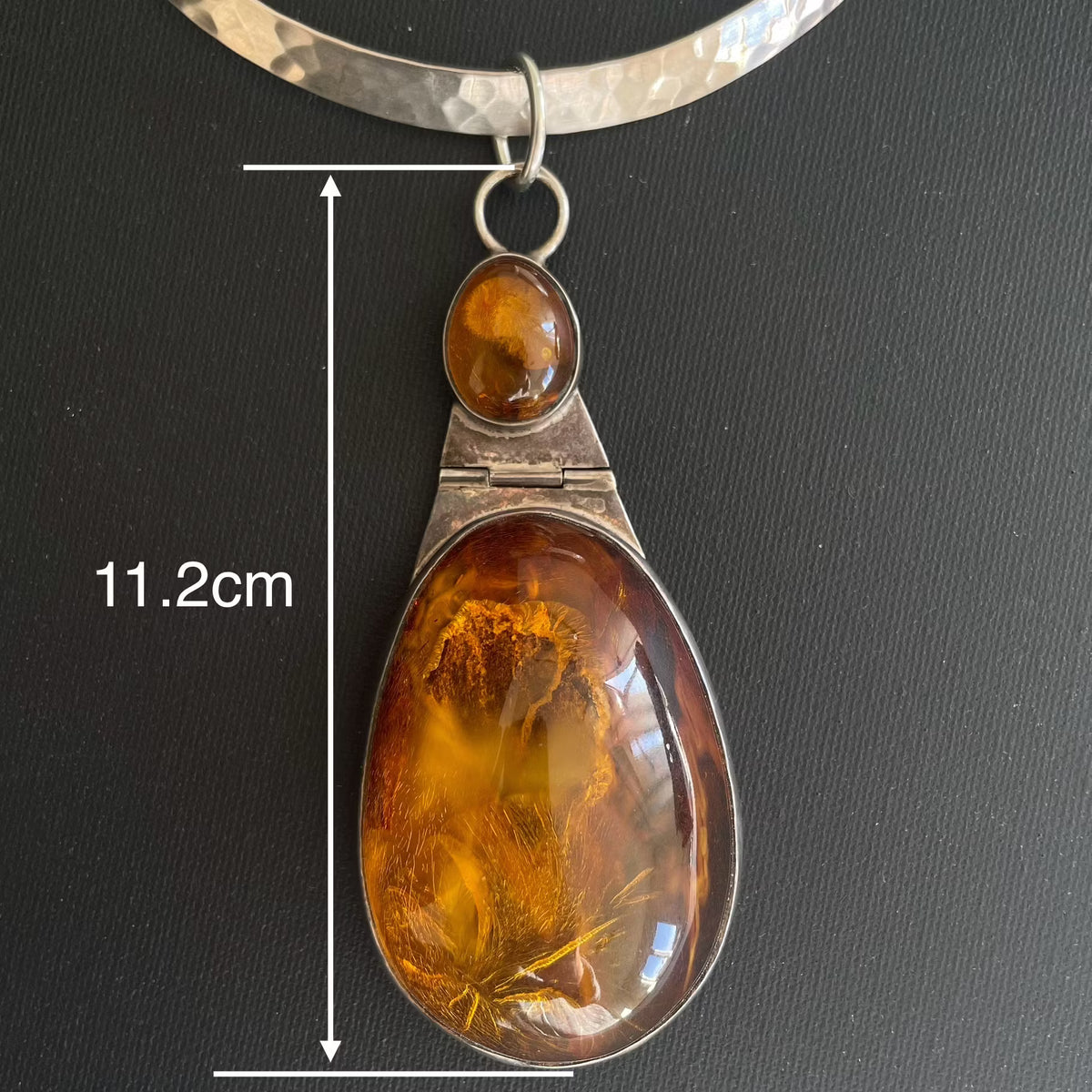 Unique Design Natural Amber With 925 Silver Pendant Danish Amber Huge 70g #1871