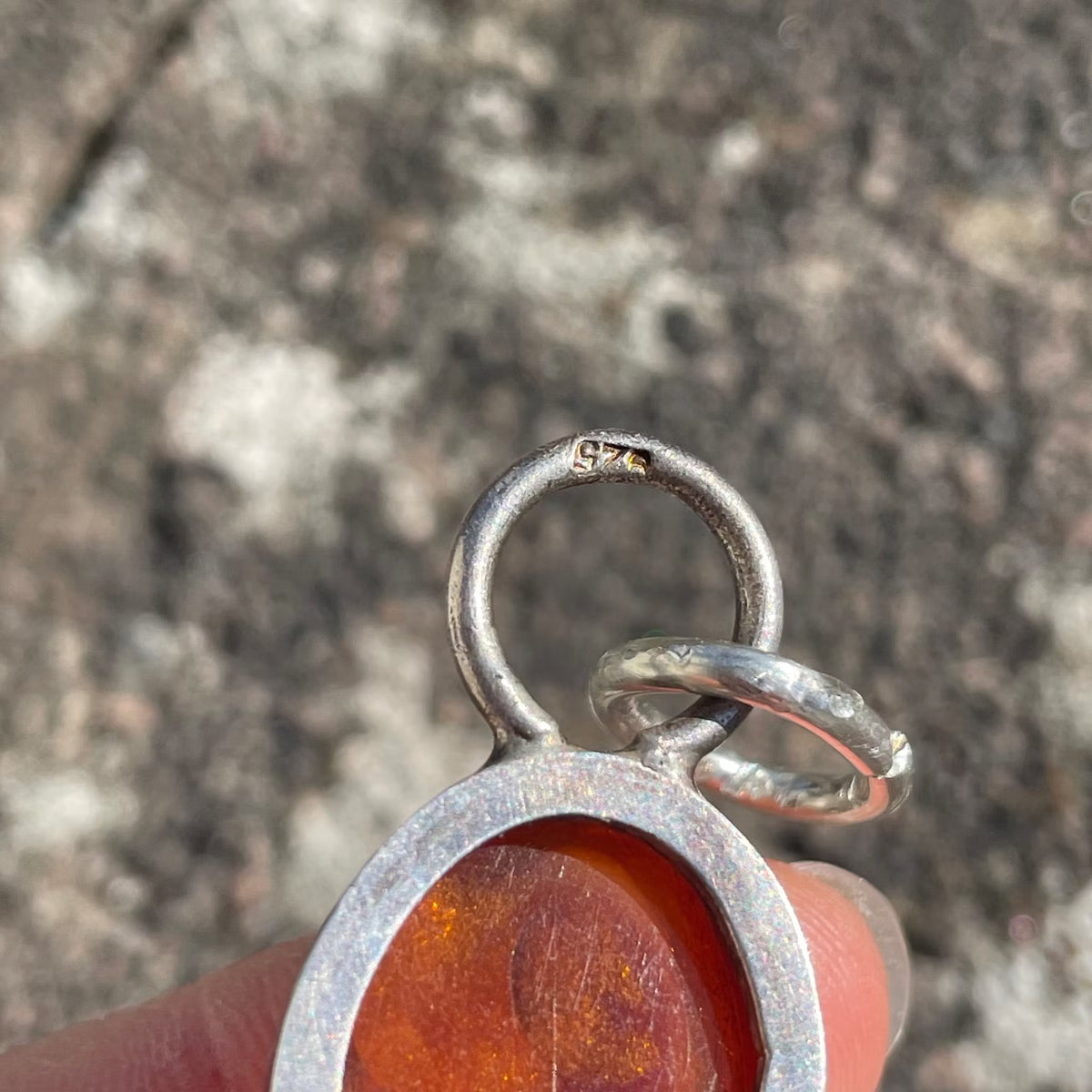 Unique Design Natural Amber With 925 Silver Pendant Danish Amber Huge 70g #1871