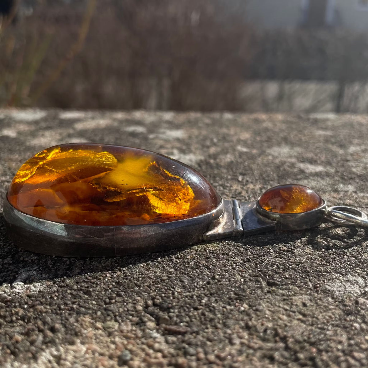 Unique Design Natural Amber With 925 Silver Pendant Danish Amber Huge 70g #1871