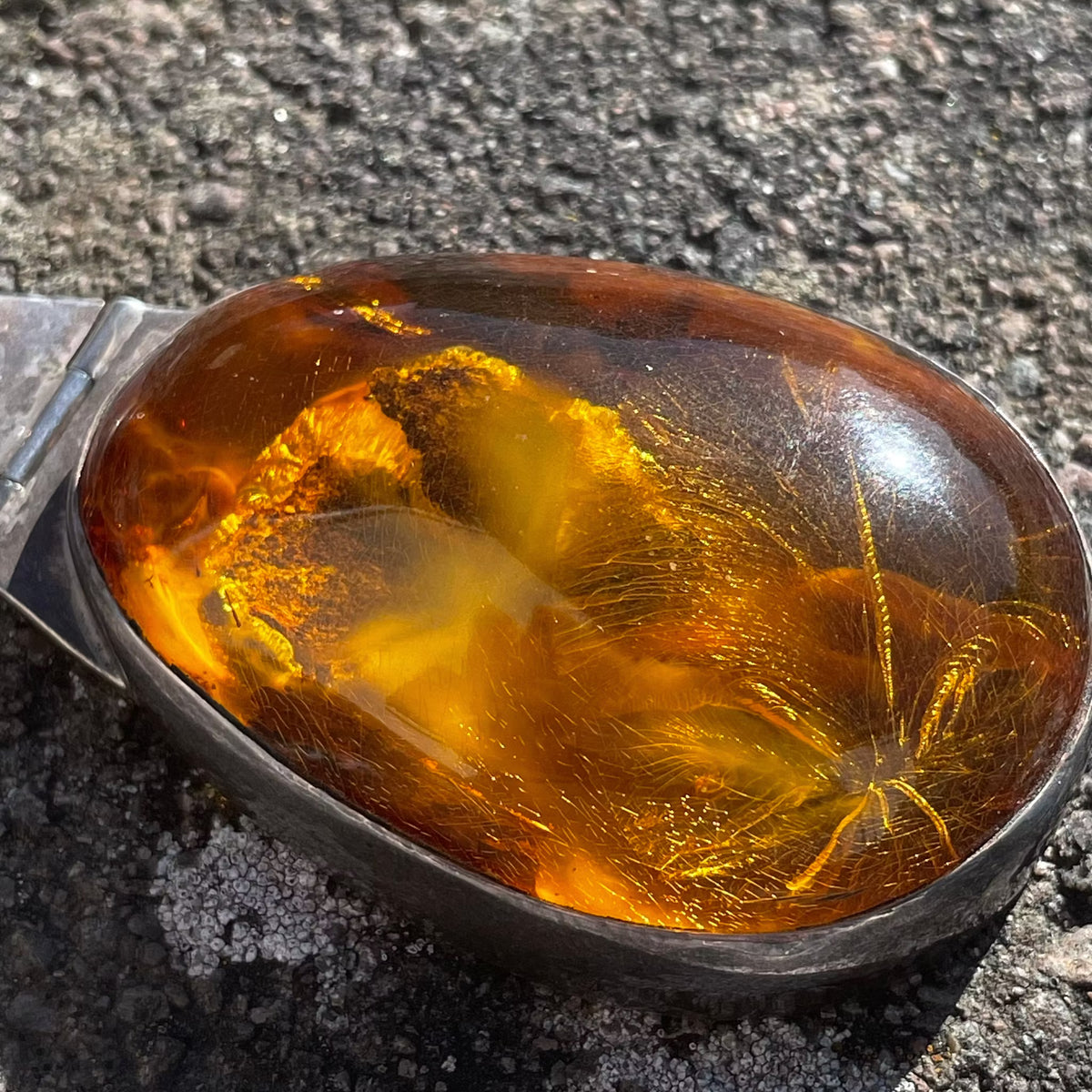 Unique Design Natural Amber With 925 Silver Pendant Danish Amber Huge 70g #1871