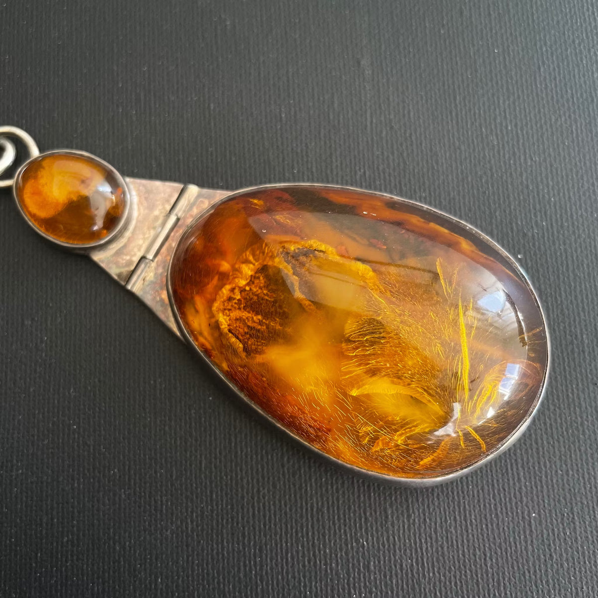 Unique Design Natural Amber With 925 Silver Pendant Danish Amber Huge 70g #1871