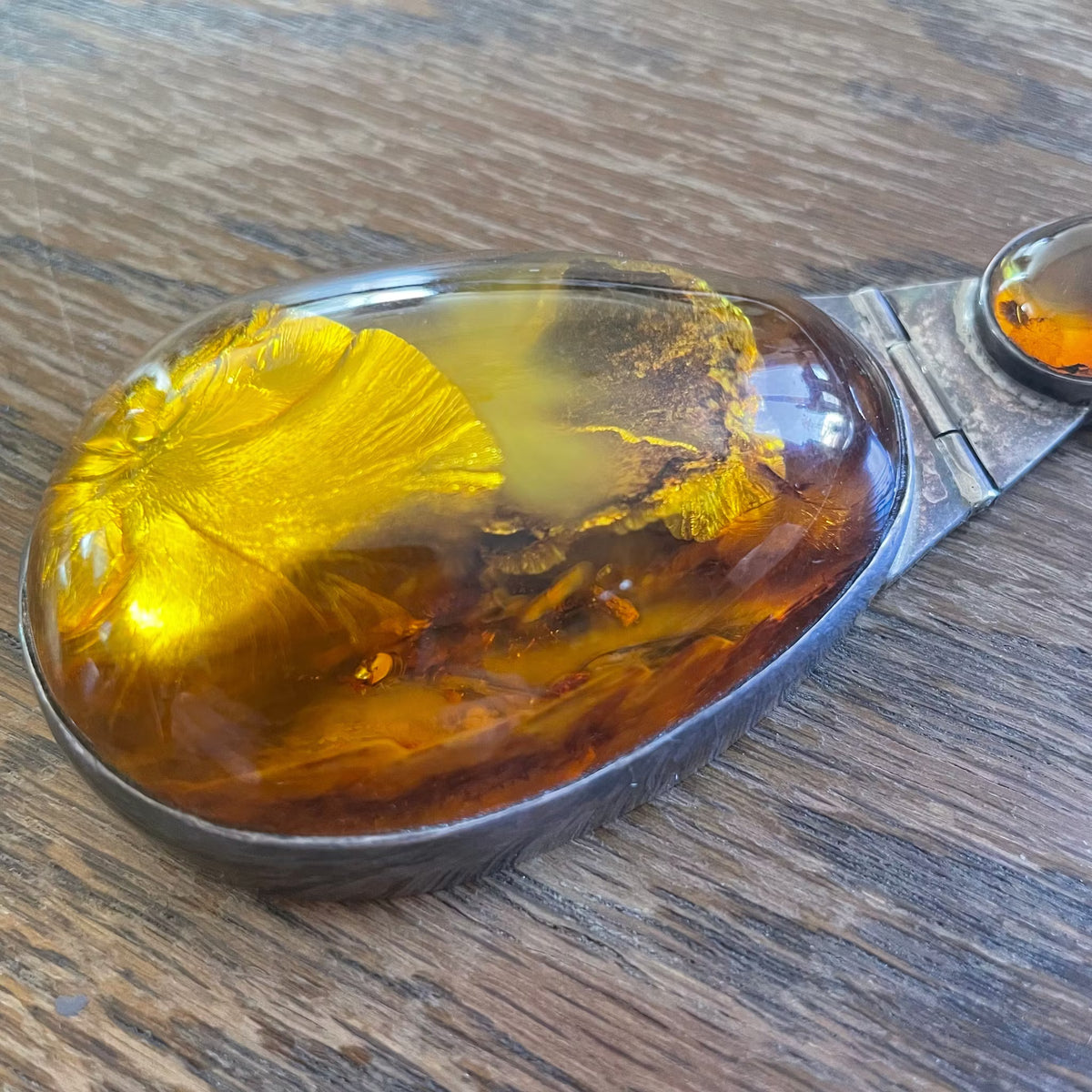 Unique Design Natural Amber With 925 Silver Pendant Danish Amber Huge 70g #1871
