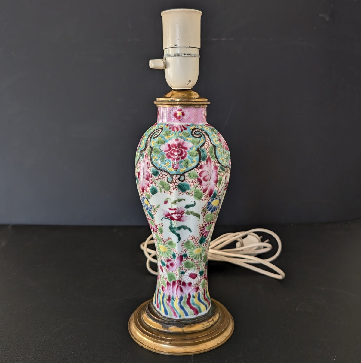 清代粉彩花瓶/台灯,18世纪 #2183