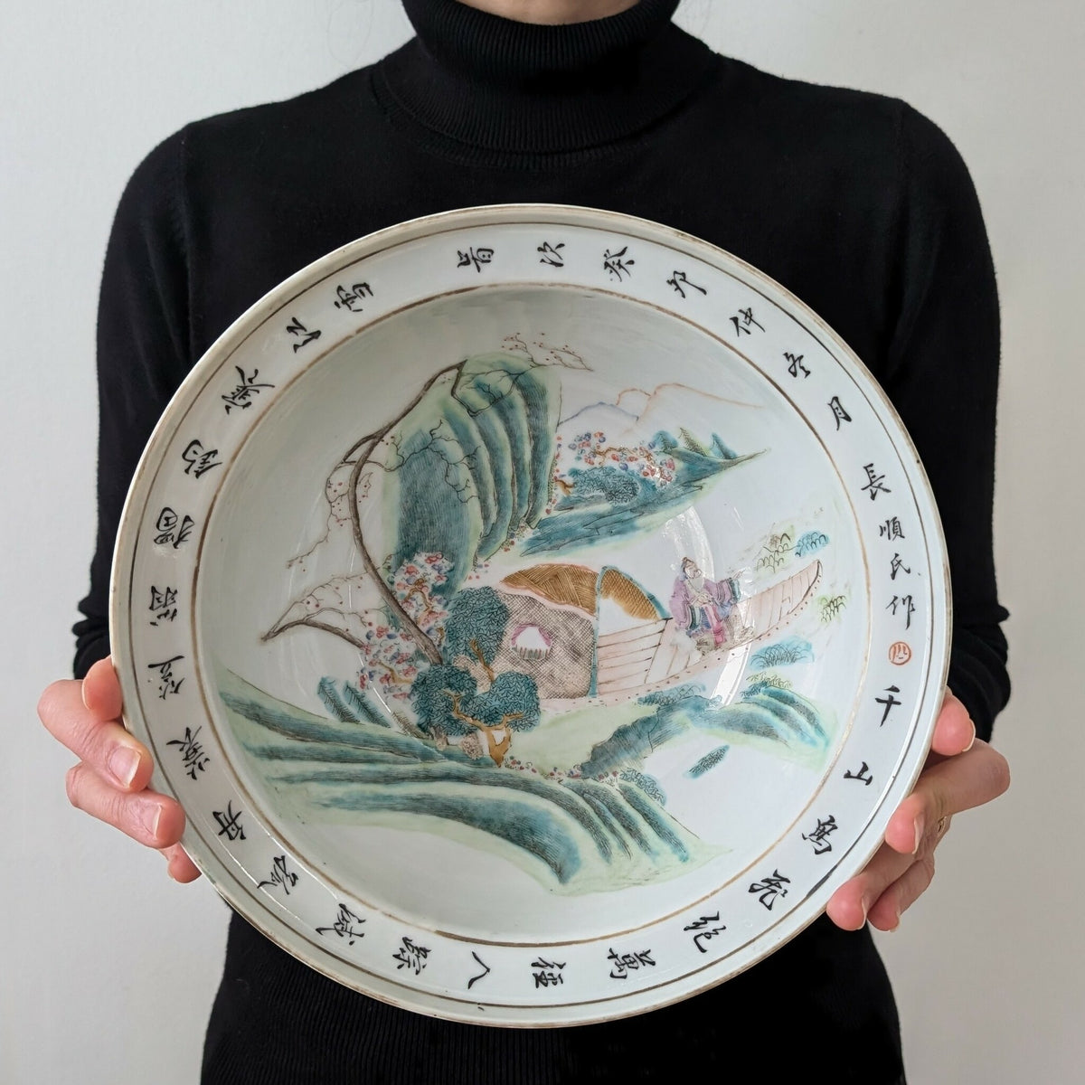 中国清代光绪浅绛彩瓷盆及洗手盆,1903年 #2195