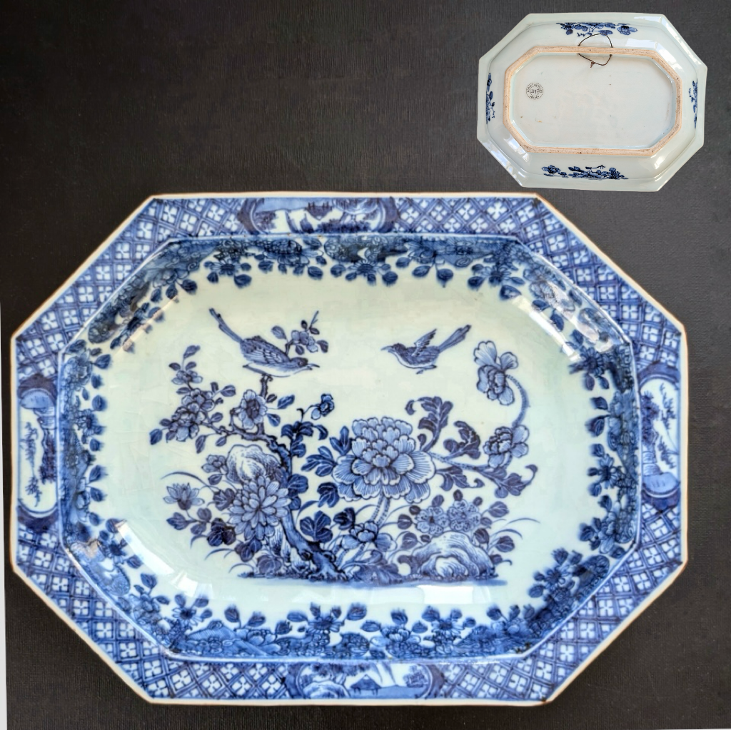 Chinese Antique deep basin decorated in underglazed blue and white, Yongzheng 18th c #2197