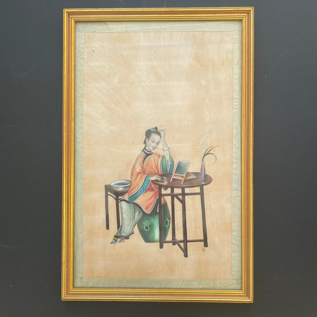 19世纪早期中国通草纸人物画(仕女图)#2222