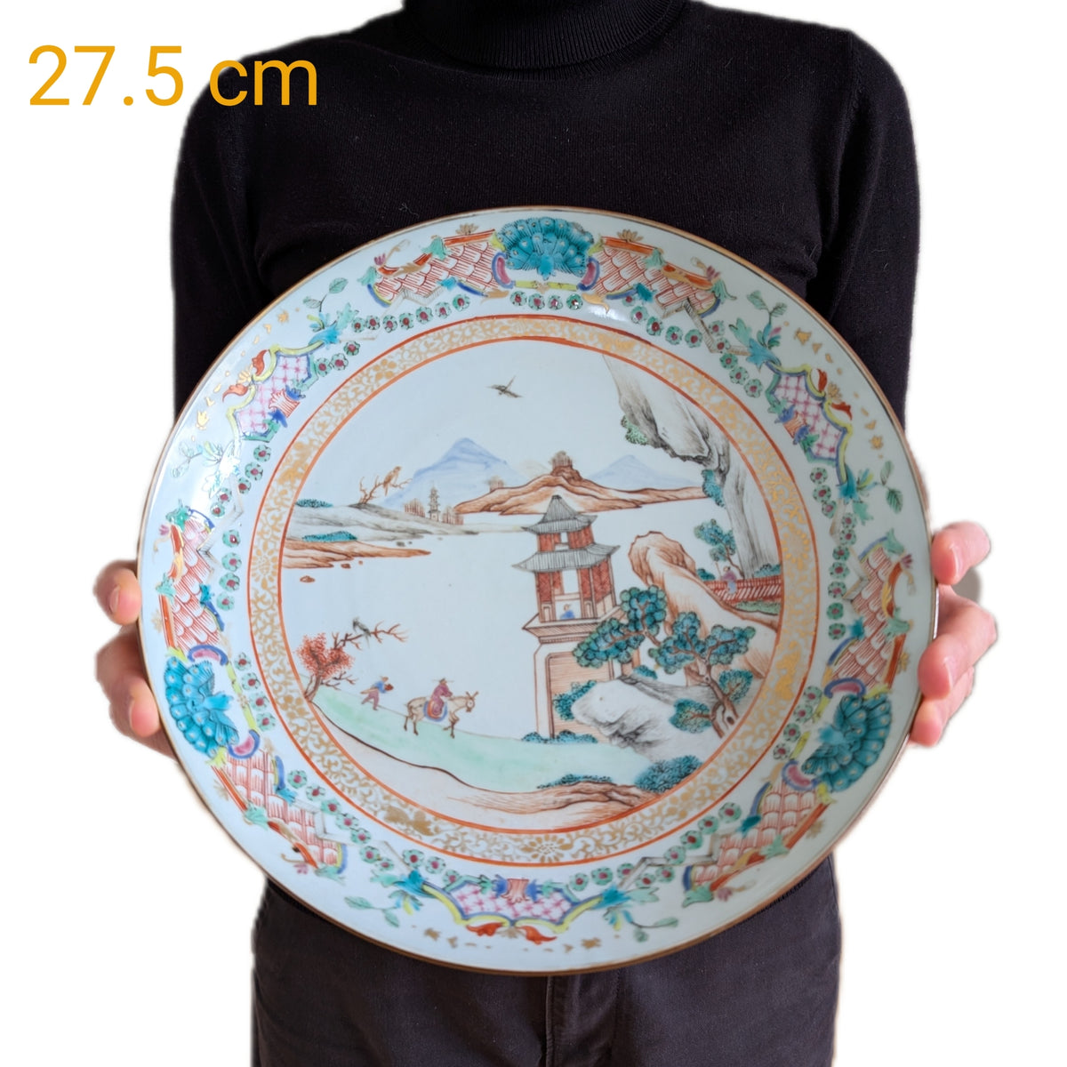 Chinese antique deep mouth plate, Yongzheng or Qianlong period , 18th c #2508