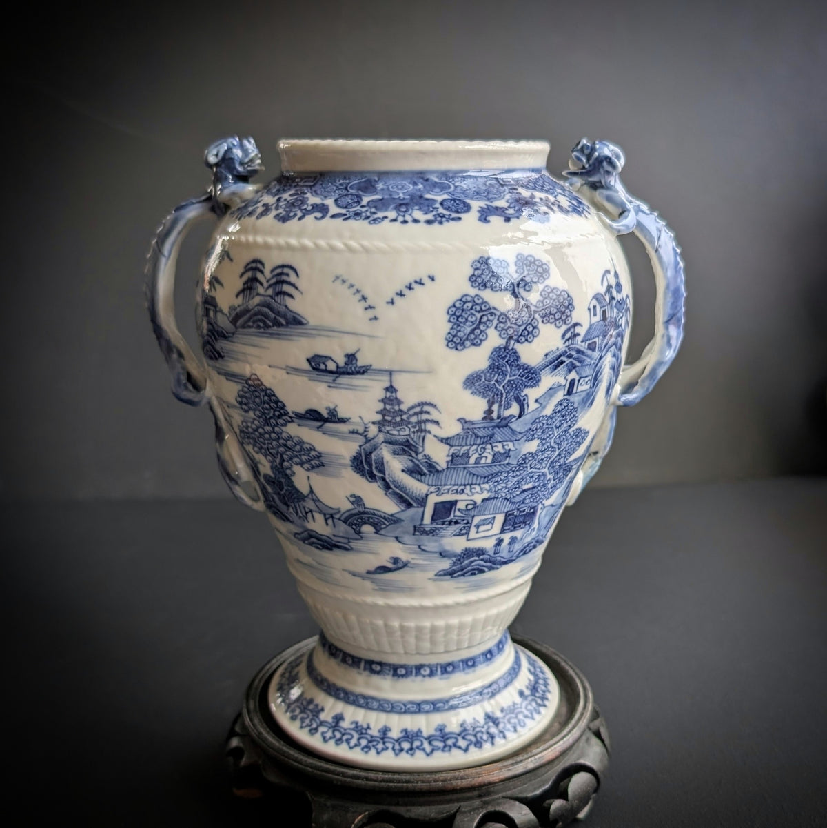 Chinese antique porcelain vase with dragon handles, Qianglong Period #2790