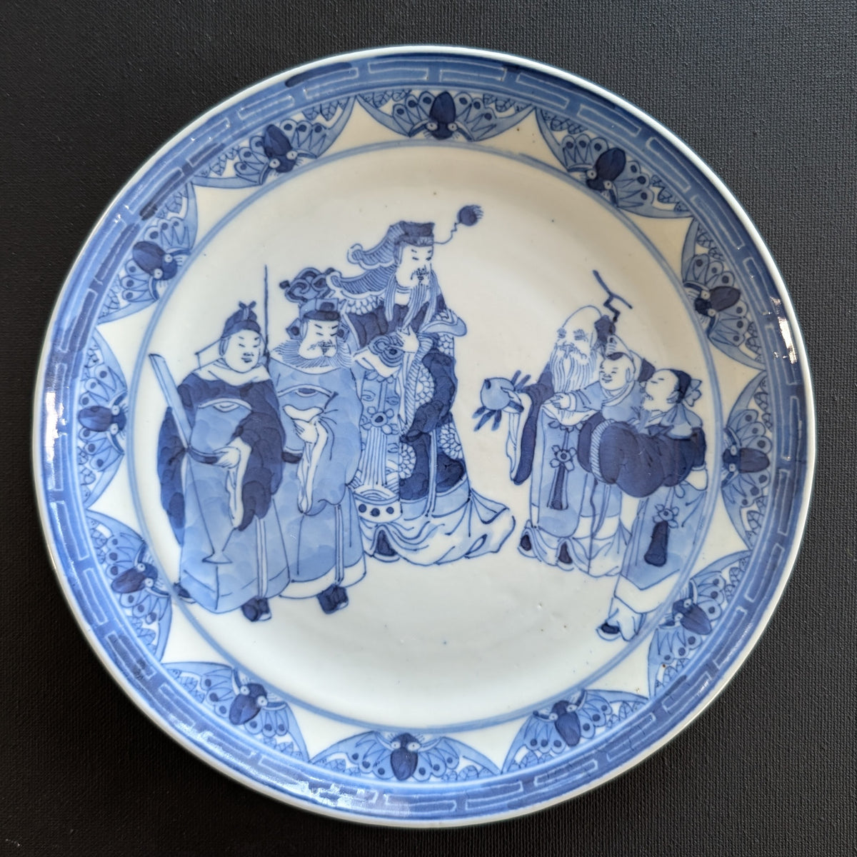 Chinese antique porcelain blue and white plate, Second half of 19th century 福禄寿#2959