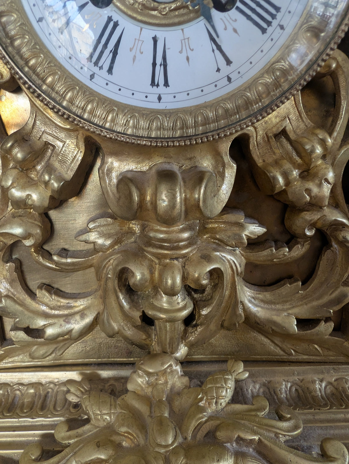 Large Napoleon III Gilt Bronze Mantel Clock With Matching Pair Of Candelabra, 19th Century