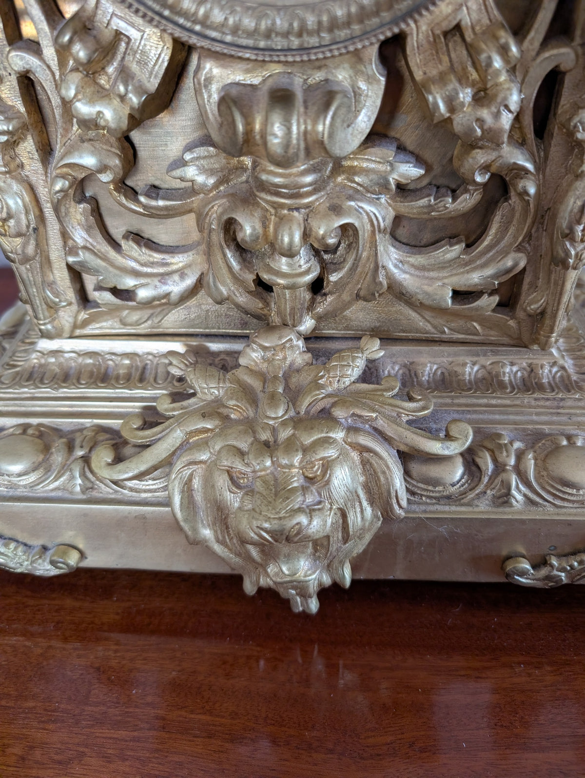 Large Napoleon III Gilt Bronze Mantel Clock With Matching Pair Of Candelabra, 19th Century