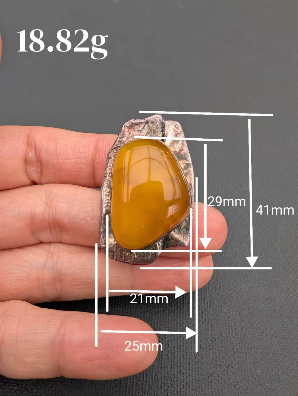 Vintage natural amber ring Danish design sterling silver #3055