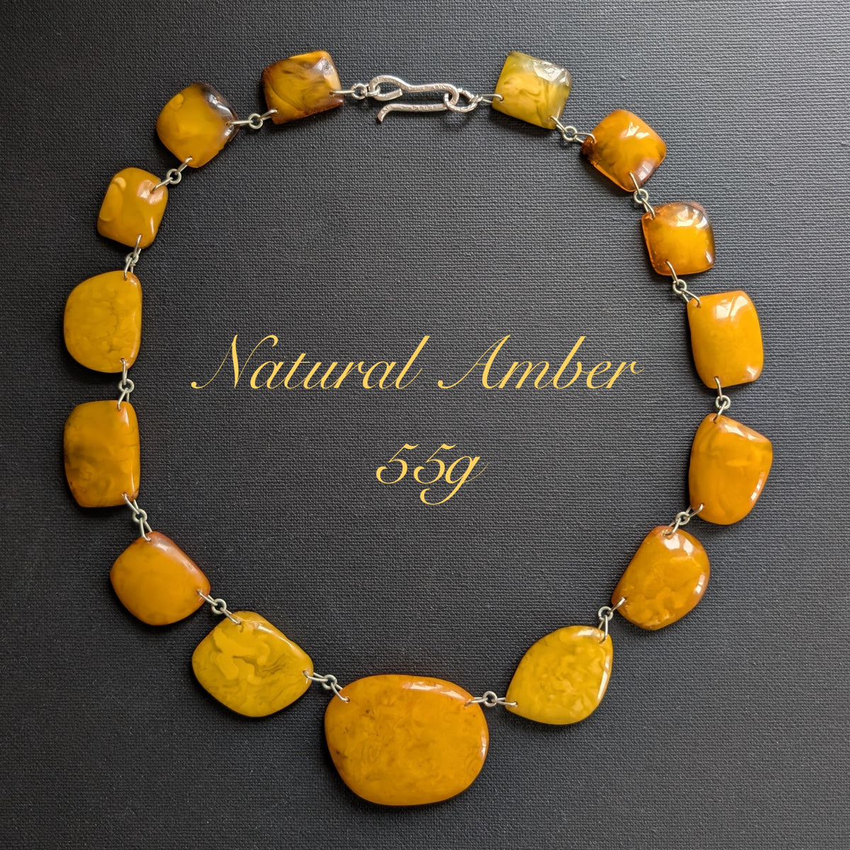 Vintage Natural Amber Necklace Baltic Amber Egg Yolk Butterscotch Huge 55g #2569