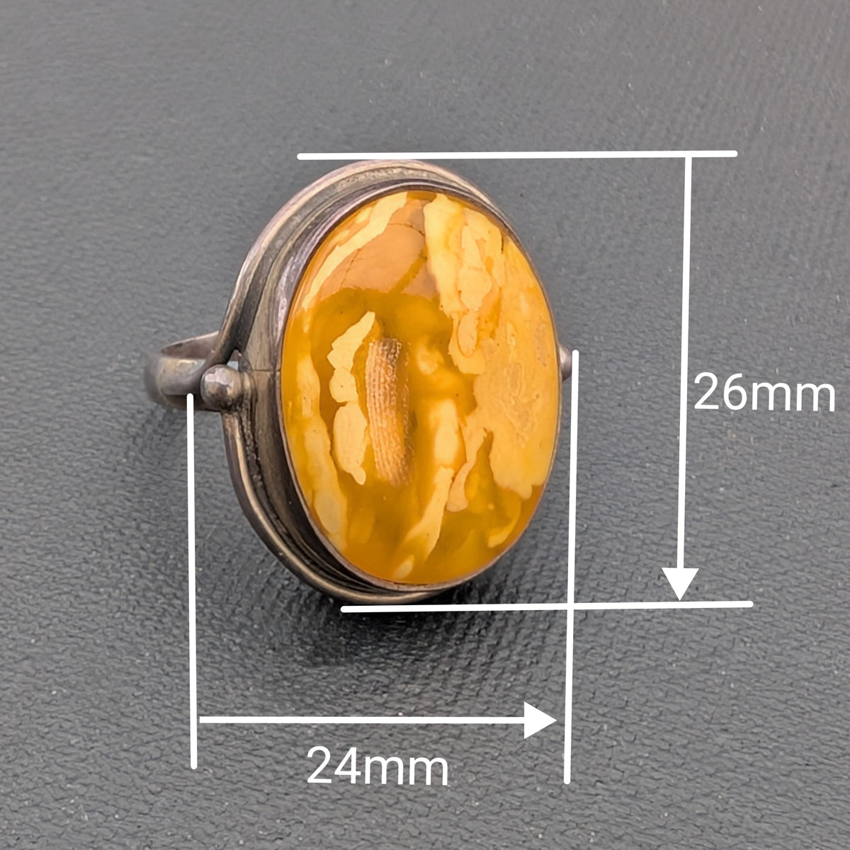 Vintage natural amber ring Danish design sterling silver #3053