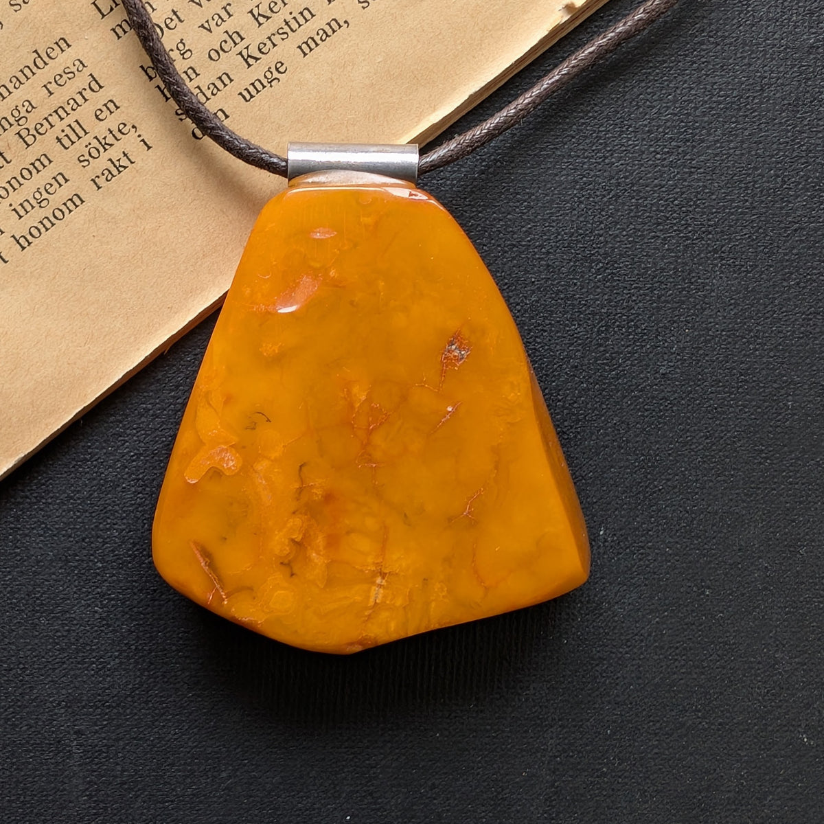 Vintage Natural Danish Amber Pendant Baltic Amber Butterscotch Egg Yolk Huge 30g #2570